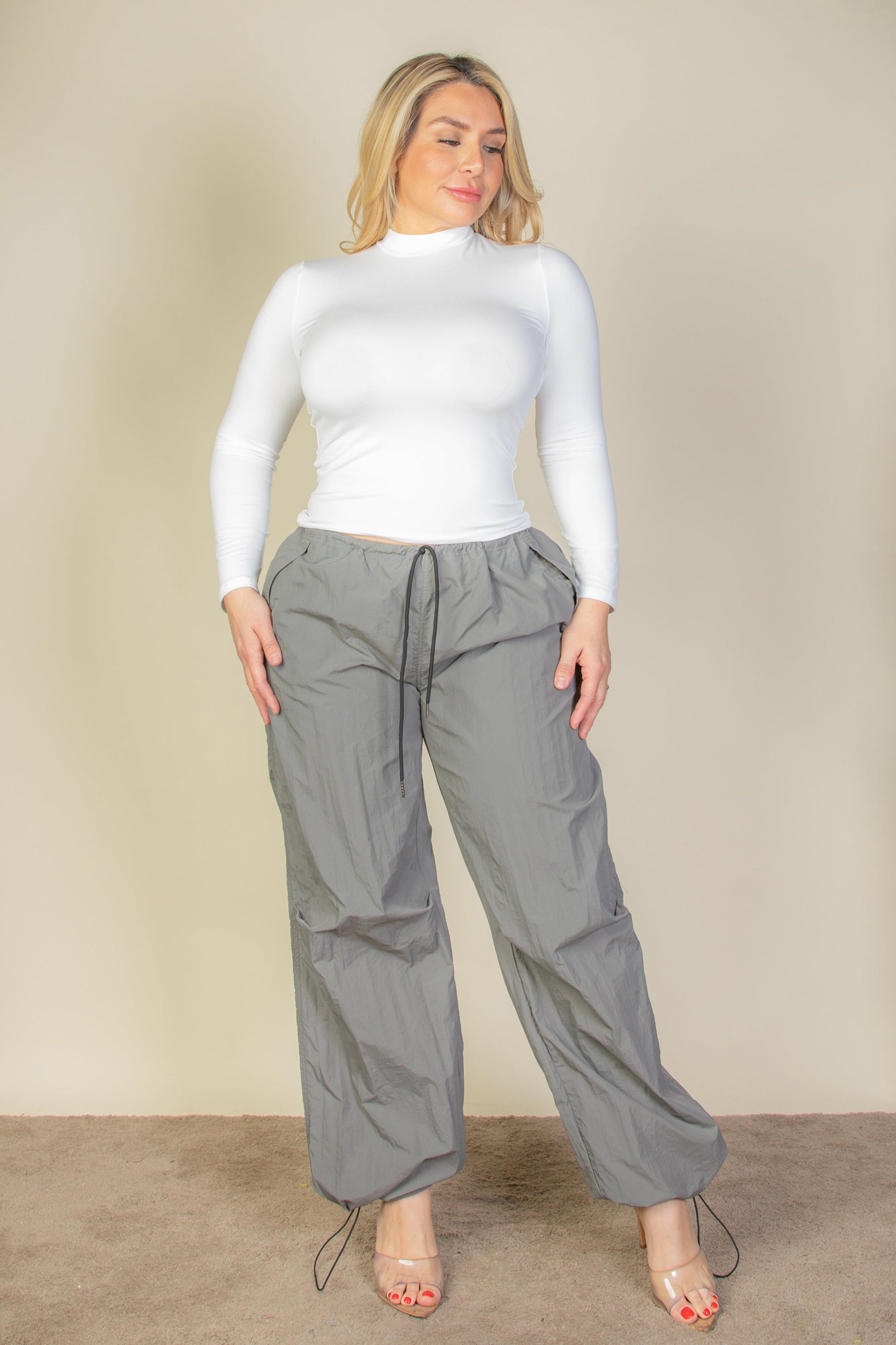 Plus Size Drawstring Waist Parachute Pants (CAPELLA) - Capella Apparel