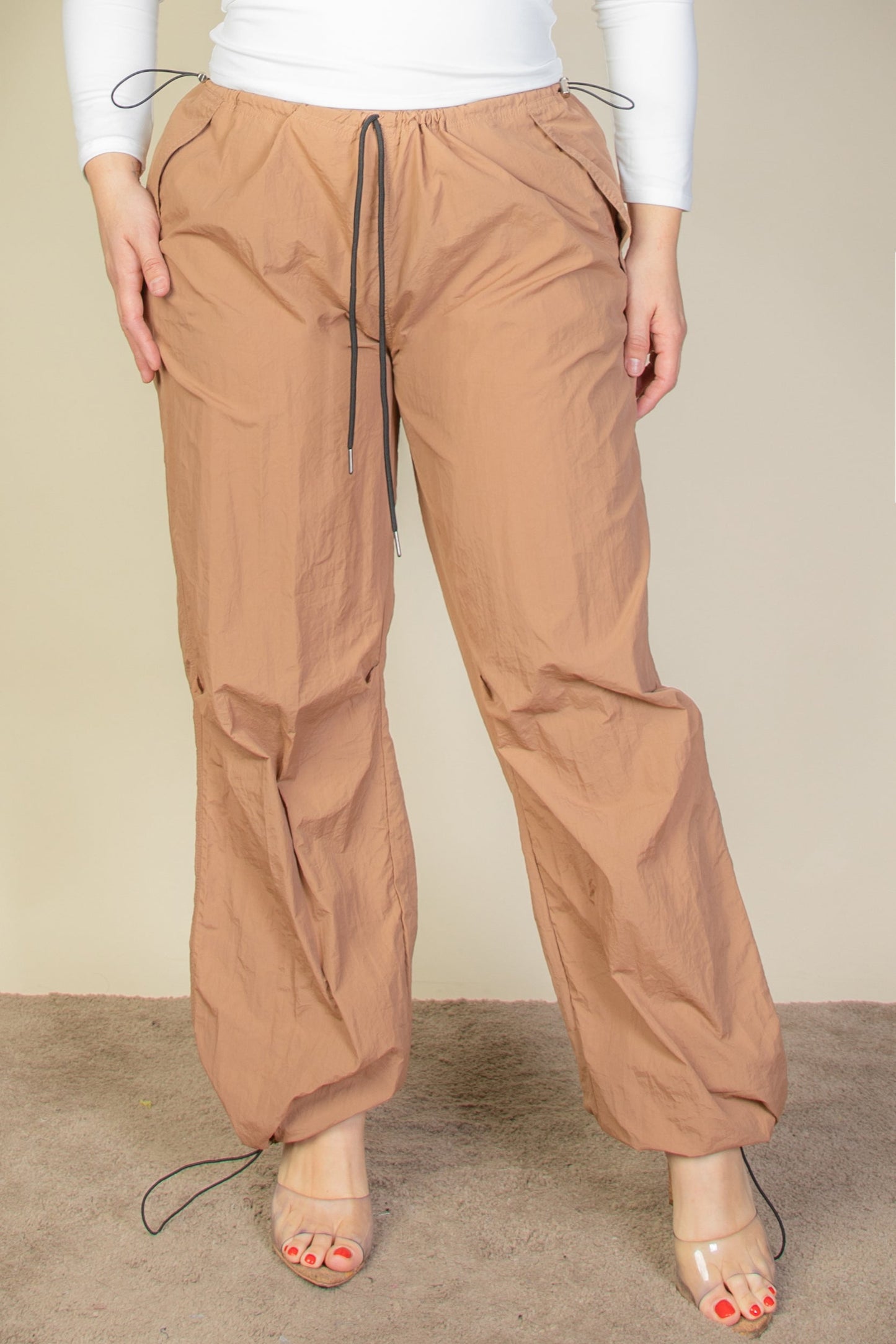 Plus Size Drawstring Waist Parachute Pants (CAPELLA) - Capella Apparel