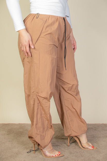 Plus Size Drawstring Waist Parachute Pants (CAPELLA) - Capella Apparel