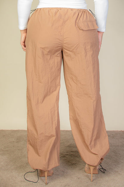 Plus Size Drawstring Waist Parachute Pants (CAPELLA) - Capella Apparel