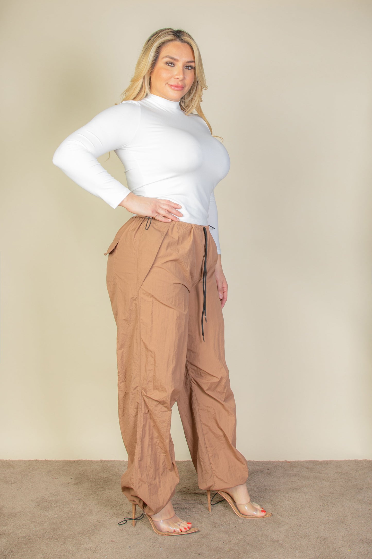 Plus Size Drawstring Waist Parachute Pants (CAPELLA) - Capella Apparel