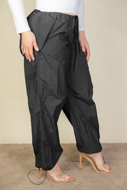 Plus Size Drawstring Waist Parachute Pants (CAPELLA) - Capella Apparel