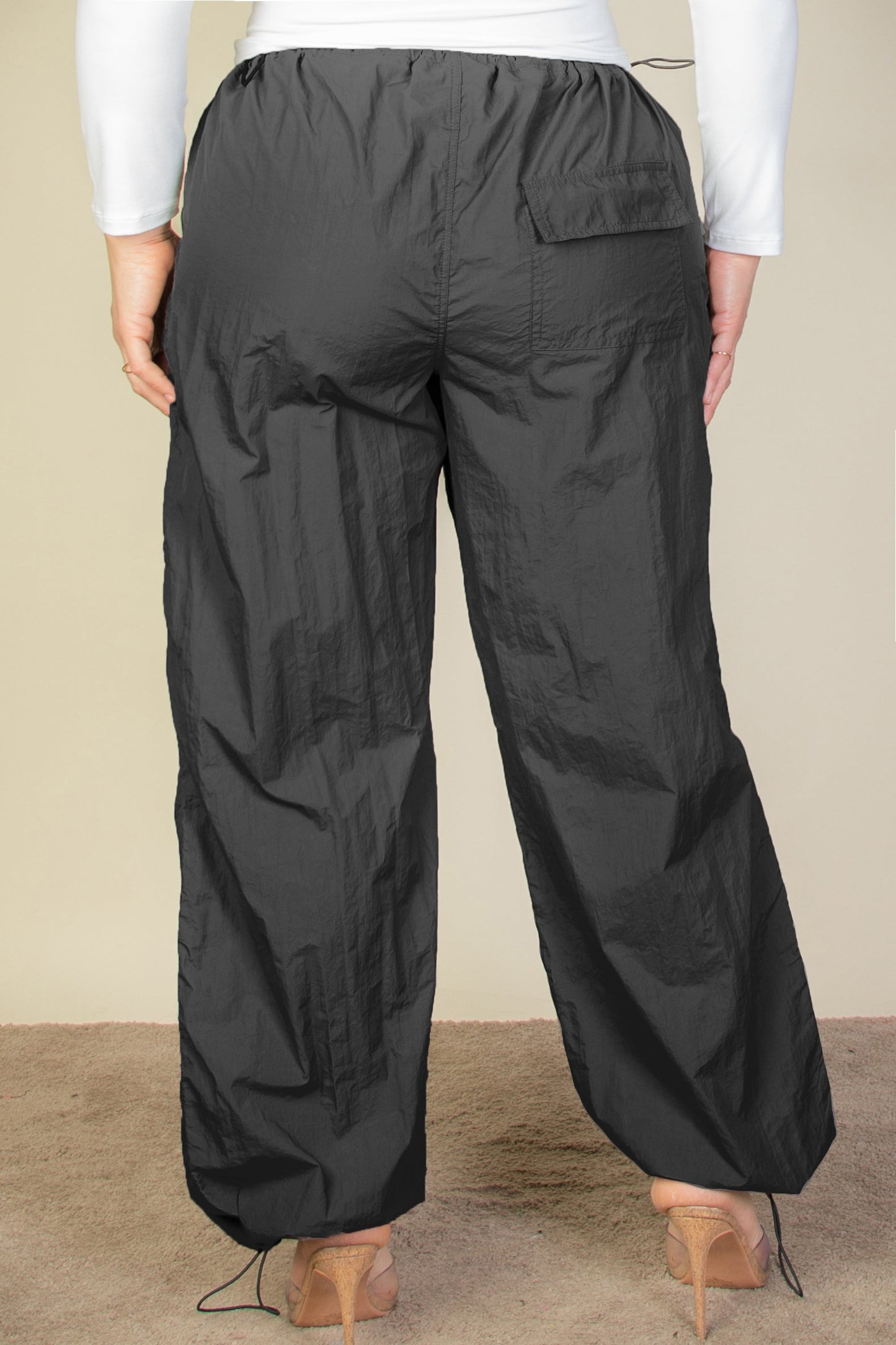 Plus Size Drawstring Waist Parachute Pants (CAPELLA) - Capella Apparel