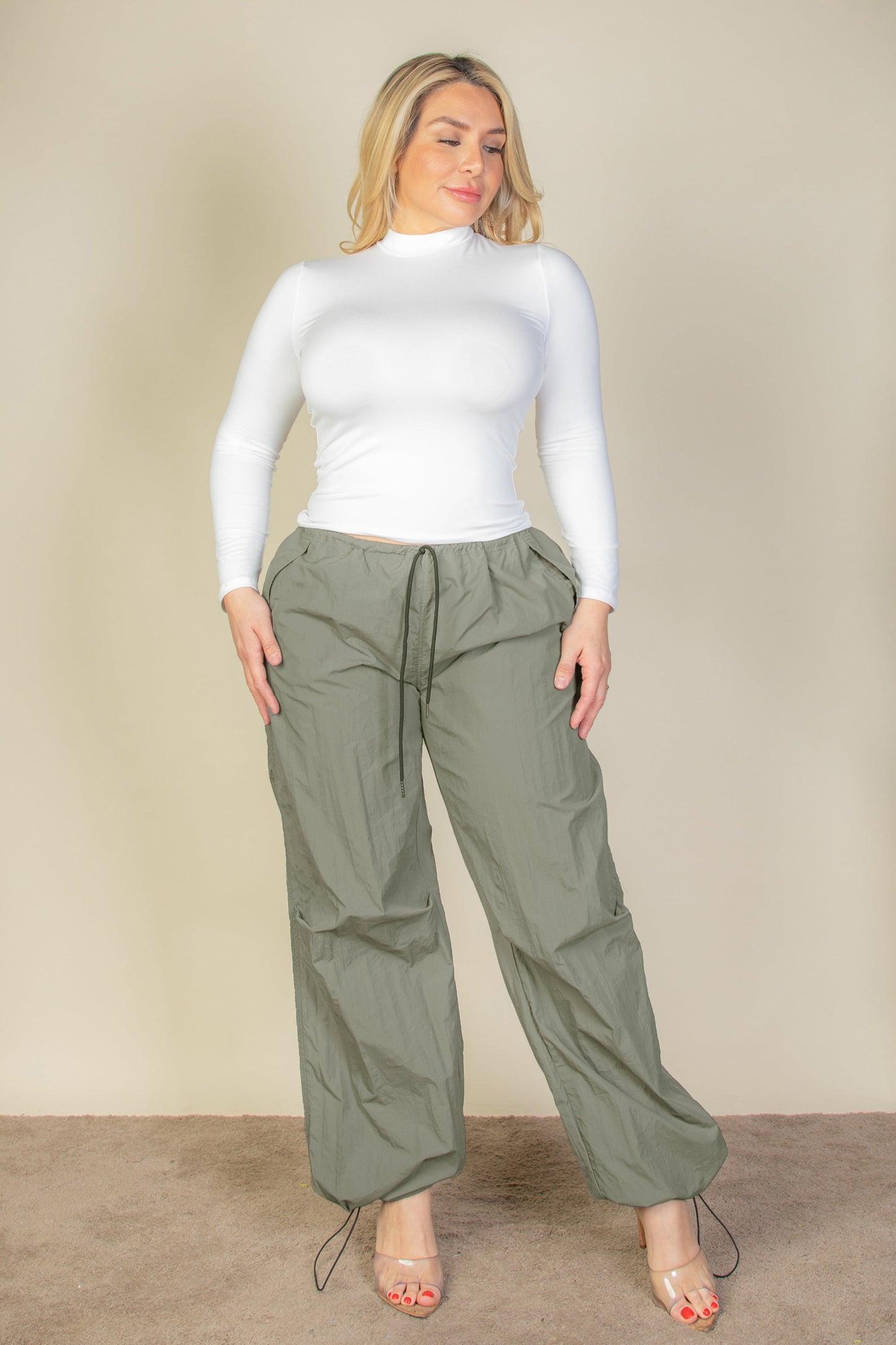 Plus Size Drawstring Waist Parachute Pants (CAPELLA) - Capella Apparel