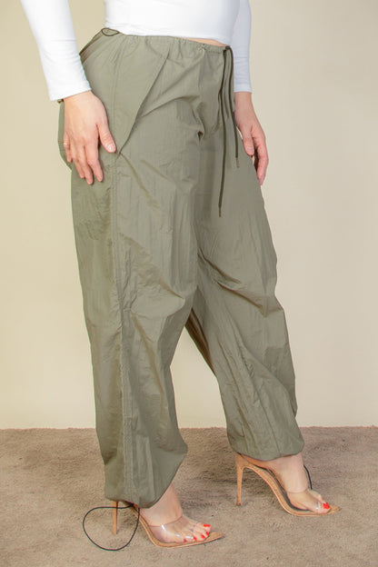 Plus Size Drawstring Waist Parachute Pants (CAPELLA) - Capella Apparel