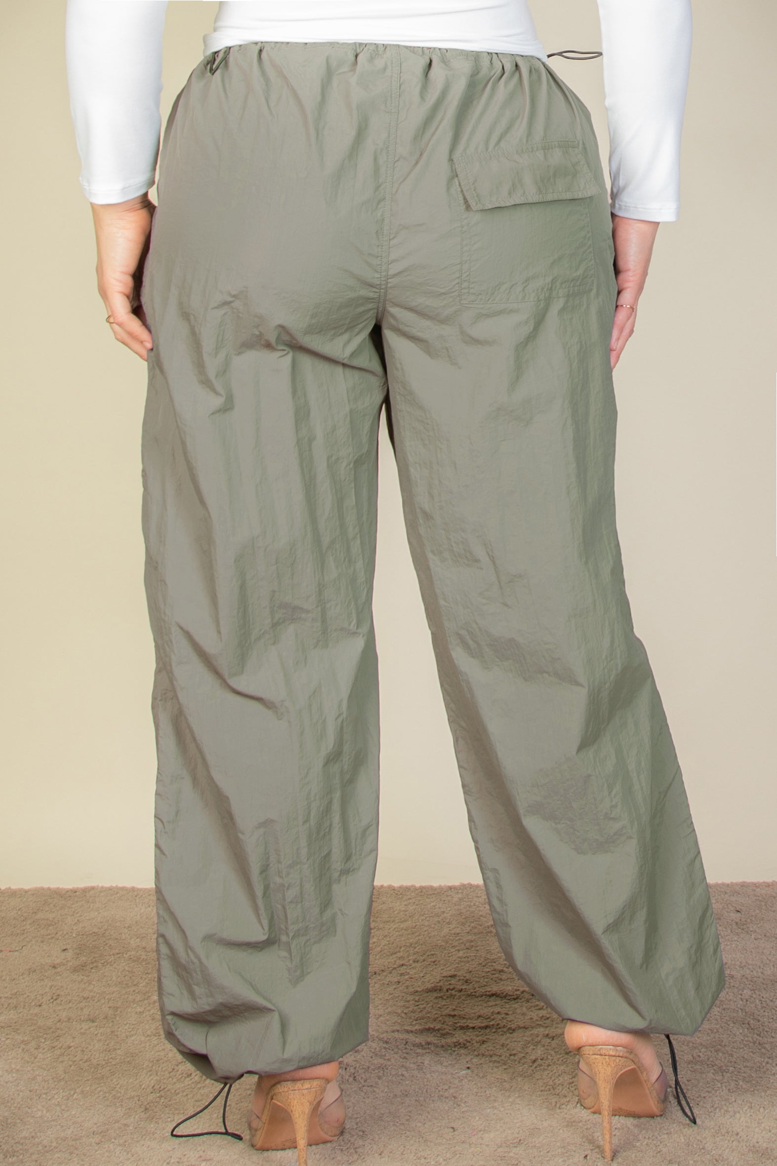 Plus Size Drawstring Waist Parachute Pants (CAPELLA) - Capella Apparel