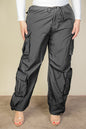 Plus Size Flap Pockets Drawstring Ruched Parachute Pants (CAPELLA) - Capella Apparel