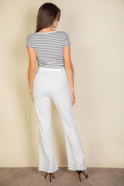 High Waist Stretch Crepe Flare Pants