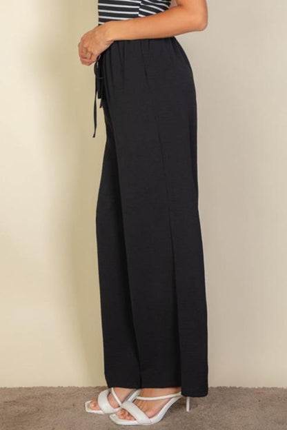 Drawstring waist wide leg minimalist pants (CAPELLA)