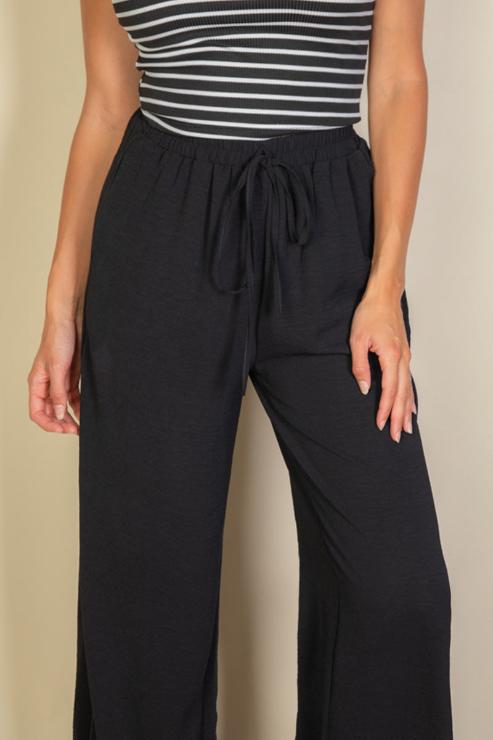 Drawstring waist wide leg minimalist pants (CAPELLA)