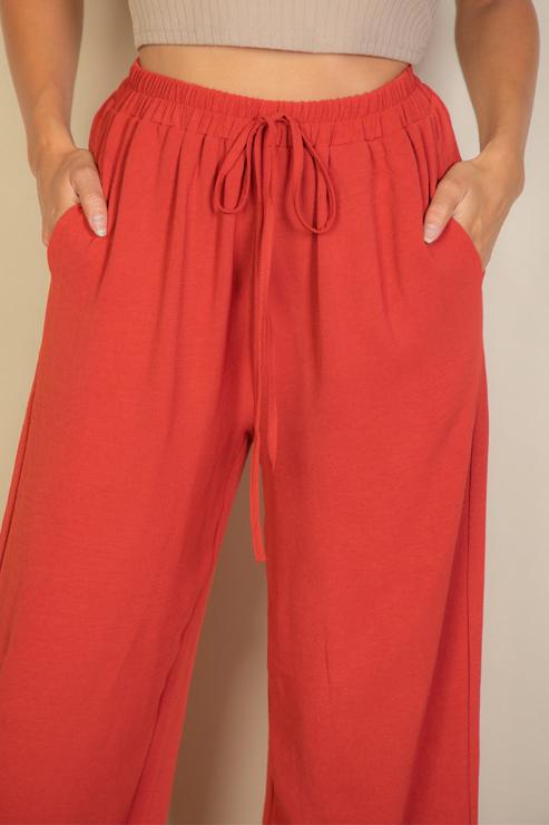 Drawstring waist wide leg minimalist pants (CAPELLA)