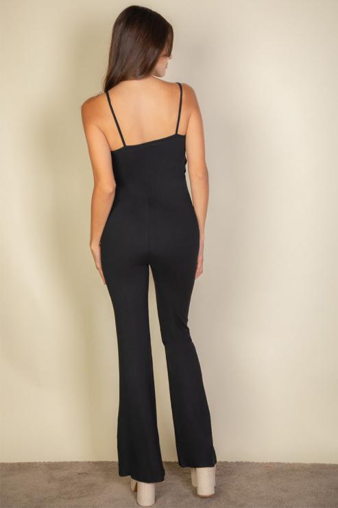 Solid Sleeveless Wide Leg Jumpsuit