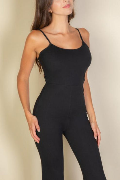 Solid Sleeveless Wide Leg Jumpsuit