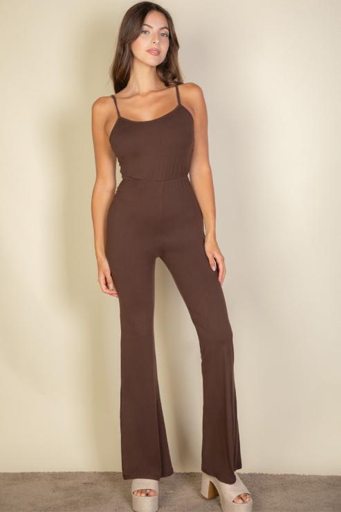 Solid Sleeveless Wide Leg Jumpsuit