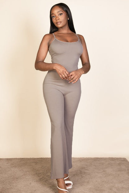 Ribbed Sleeveless Wide Leg Jumpsuit