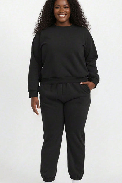 Plus Size Poly Fleece Elastic Waist Joggers