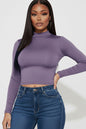 Mock Neck Solid Long Sleeve Top