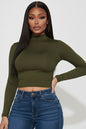 Mock Neck Solid Long Sleeve Top