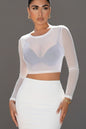 Sexy Sheer Mesh Long Sleeve Crop Top