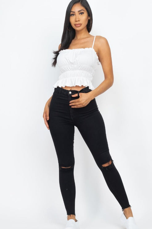 Tiered Shirred Body Crop Top - Wholesale Capella Apparel