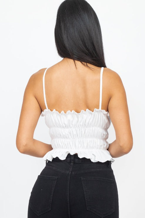 Tiered Shirred Body Crop Top - Wholesale Capella Apparel