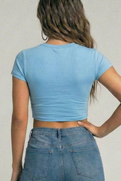 Short Sleeve Roundneck Crop Top