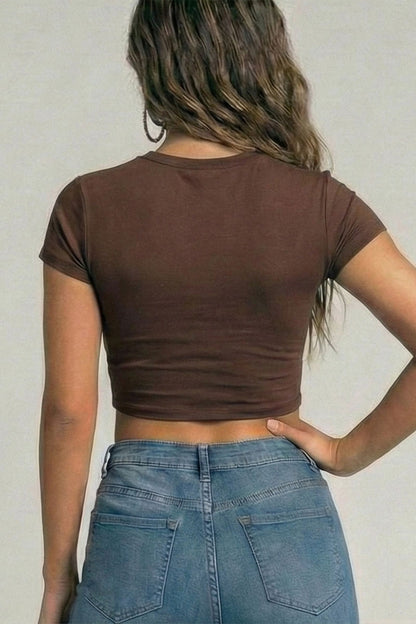 Short Sleeve Roundneck Crop Top