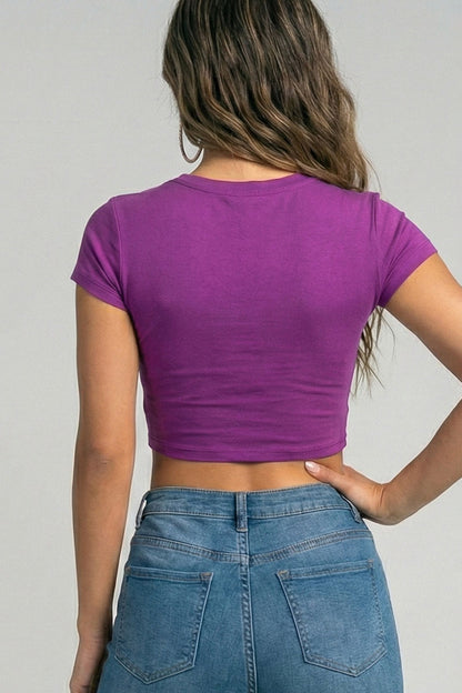 Short Sleeve Roundneck Crop Top