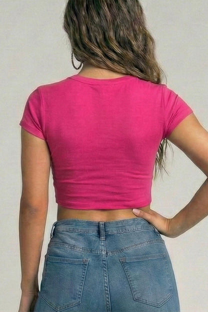 Short Sleeve Roundneck Crop Top