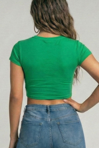 Short Sleeve Roundneck Crop Top