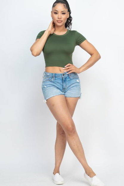 Short Sleeve Roundneck Crop Top - Wholesale Capella Apparel