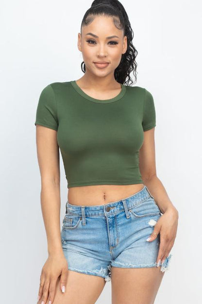 Short Sleeve Roundneck Crop Top - Wholesale Capella Apparel