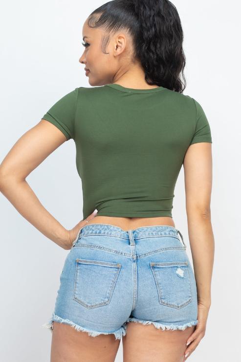 Short Sleeve Roundneck Crop Top - Wholesale Capella Apparel