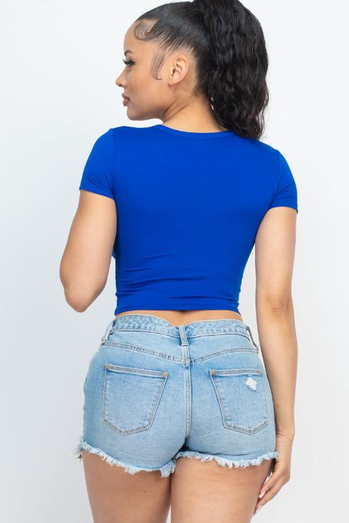 Short Sleeve Roundneck Crop Top - Wholesale Capella Apparel