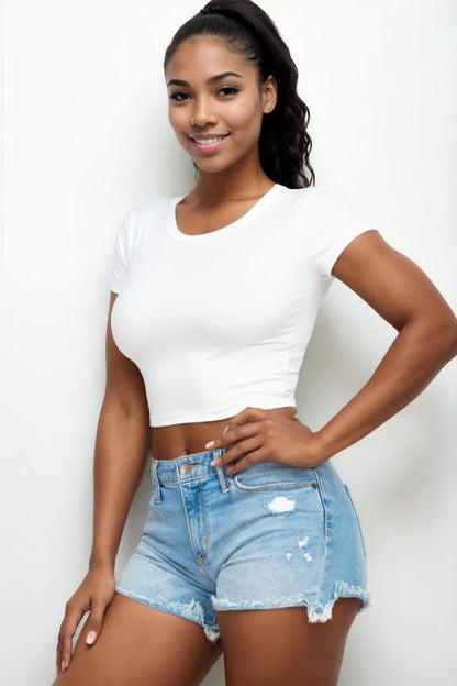 Short Sleeve Roundneck Crop Top - Wholesale Capella Apparel