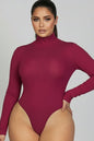 Plus Ribbed Turtle Neck Long Sleeve Bodysuit