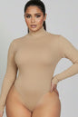 Plus Ribbed Turtle Neck Long Sleeve Bodysuit