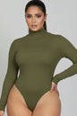 Plus Ribbed Turtle Neck Long Sleeve Bodysuit