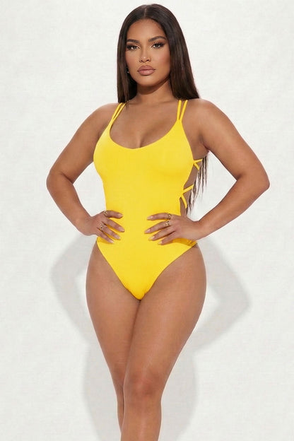 Body sexy con cuello en V y espalda cruzada de color sólido