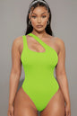 One Shoulder Cut Out Rib Knit Bodysuit