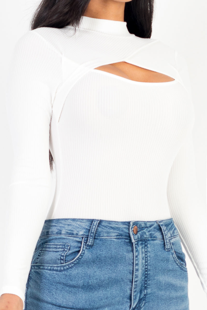 Front Cutout Long Sleeve Bodysuit - Capella Apparel