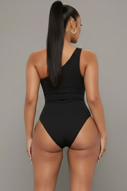 Body de punto acanalado con abertura en un hombro