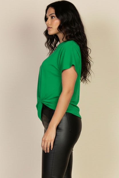 Batwing Sleeve Twist Front Tee