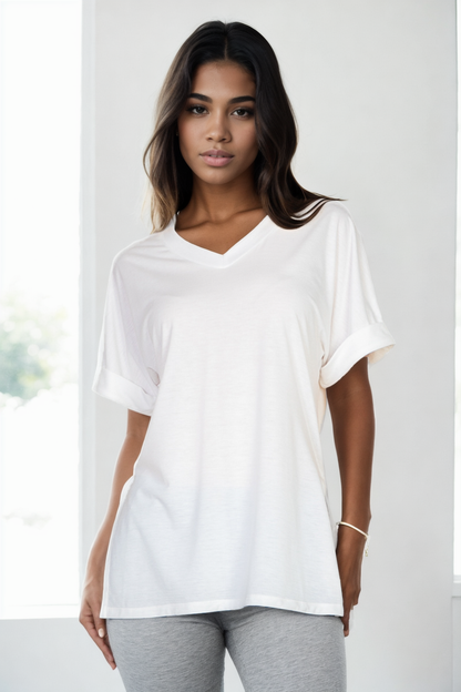 Batwing Sleeve Side Slit Oversized Tee - Capella Apparel