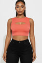 Ribbed Cut Out Front Crop Top