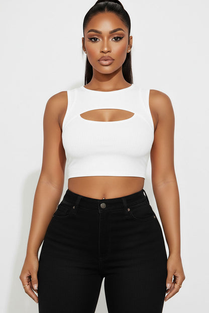 Ribbed Cut Out Front Crop Top
