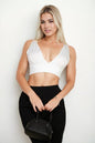 Ribbed Knit Plunge Neck Crop Top - Capella Apparel