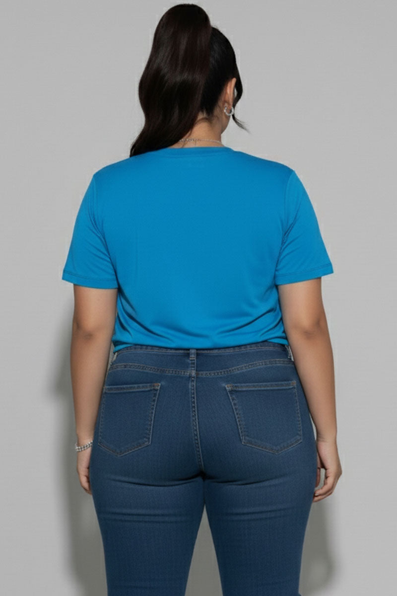 Top corto de manga corta con lazo en la parte delantera y talla grande