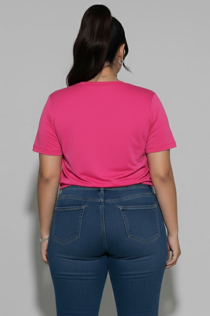 Top corto de manga corta con lazo en la parte delantera y talla grande