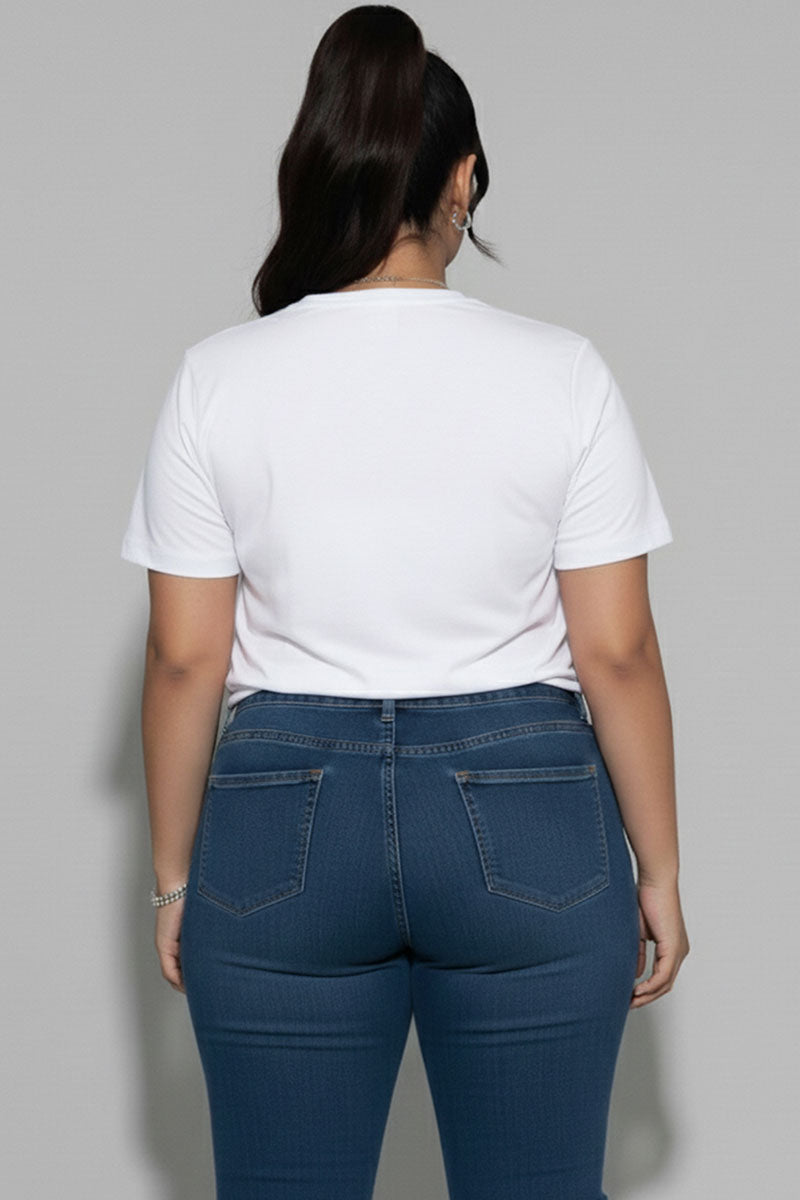 Top corto de manga corta con lazo en la parte delantera y talla grande